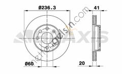BRAXIS AE0032 ON FREN DISKI ASTRA F 92>98 CORSA B 93>02 ASTRA CLASSIC 99>02  OPEL BİNEK FREN DİSKİ