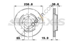 BRAXIS AE0038 ON FREN AYNASI GOLF PASSAT JETTA I / II / III 1.6 / 1.6D / 1.6TD / 1.8 / 1.9 / 1.9TD 83>95  VW-AUDI-SEAT-SKODA BİNEK FREN DİSKİ