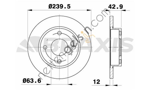 BRAXIS AE0039 ON FREN AYNASI FIESTA III / IV 89>000 FORD KA 96>00 MAZDA 121 III 96>03 OLCU : (240 X 12 * 4B)  MAZDA BİNEK FREN DİSKİ