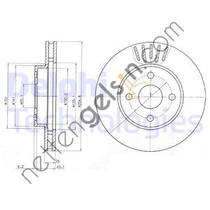 DELPHI BG3781 ON FREN DISKI (AYNASI) HAVALI TOYOTA COROLLA 1.4 1.6 VVTI (E12) 2003-2007 (255X4)  TOYOTA BİNEK FREN DİSKİ