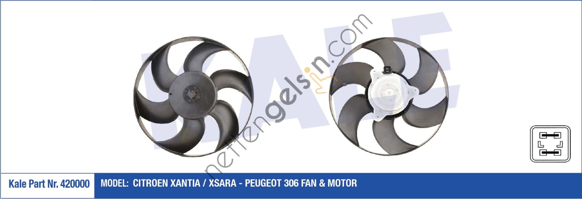 KALE 420000 FAN MOTORU P306-XSARA 2,0 8V /1,8 8V /1,4 8V/1,6 8V <-99 P306 GTI-XSARA VTS XU10J4RS 99-> KLIMALI 20  PEUGEOT-CITROEN BİNEK FAN MOTORU