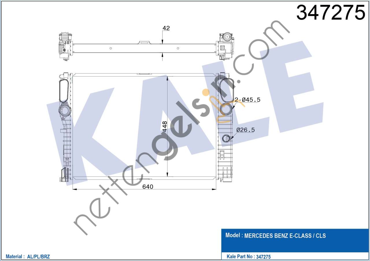 KALE 347275 MOTOR SU RADYATORU C219 05>10 W211 02>08 S211 03>09  MERCEDES BİNEK MOTOR SU RADYATORU