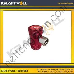 KRAFTVOLL 19015064 GAZ BASMA VANASI (HP QUICK COUPLER) YUKSEK BASINC R1234yf M14x1,5 ACME x M1/4 SAE  GENEL BİNEK KLIMA SISTEM ÜRÜNLERI