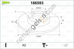 VALEO 186593 ARKA FREN AYNASI ASTRA G 1,8 98-00 (HAVALI)  OPEL BİNEK FREN DİSKİ