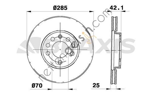 BRAXIS AE0066 ON FREN DISK AYNASI VECTRA C GTS 1.6 2.016V 02>SIGNUM 03>SAAB 9.3 02>CROMA 05>(285x25x5DLxHAVALI)  OPEL BİNEK FREN DİSKİ