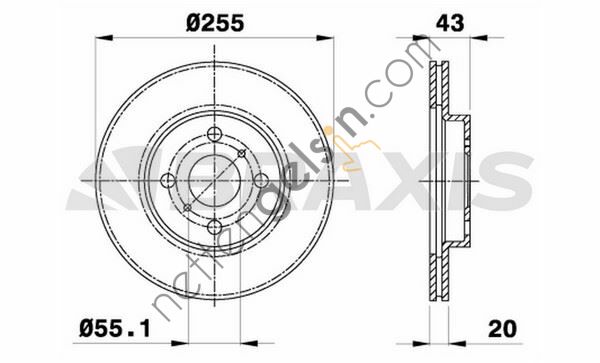 BRAXIS AE0070 ON FREN DISK AYNASI HAVALI YARIS D4 D 06->11 255X4  TOYOTA BİNEK FREN DİSKİ