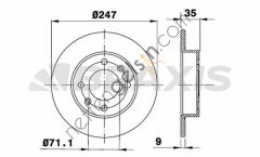 BRAXIS AE0072 ARKA FREN DISK AYNASI PARTNER II BERLINGO II TU5JP4 (1.6 16V) DV6 (1.6HDI) P1007 P307 C2 C3 C4 SARA  PEUGEOT-CITROEN BİNEK FREN DİSKİ