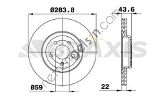 BRAXIS AE0078 ON FREN AYNASI (DISKI) DOBLO III EGEA 1.3 / 1.6 / 2.0 10>ALFA ROMEO 147 156 (5 BIJON 284MM)  FIAT BİNEK FREN DİSKİ