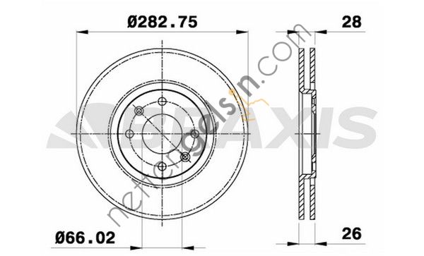 BRAXIS AE0090 ON FREN DISK AYNASI XANTIA P406 XU10J4R / EW10J4 (2.0 16V) 2.2HDI 16V ES9J4S (3.0 V6 24V) / (95 ) HAVA SOG  PEUGEOT-CITROEN BİNEK FREN DİSKİ