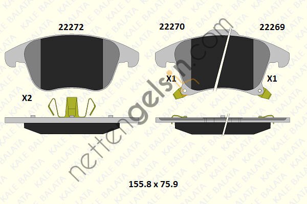 KALE B 22269 194 05 KD13 ON FREN BALATASI GALAXY S MAX 15 /> MONDEO IV 14 /> 16 JANT 1,5 2,0 ECO BOOST / 2,0TDCI  FORD BİNEK FREN BALATASI