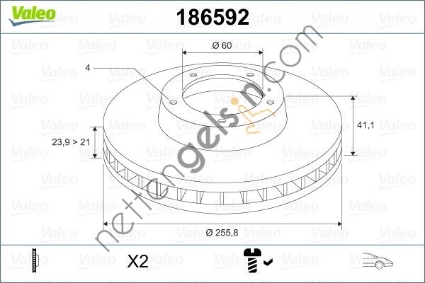 VALEO 186592 ON FREN AYNASI HAVALI ASTRA G 1,4/1,6 98-->  OPEL BİNEK FREN DİSKİ