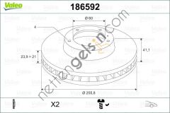 VALEO 186592 ON FREN AYNASI HAVALI ASTRA G 1,4/1,6 98-->  OPEL BİNEK FREN DİSKİ