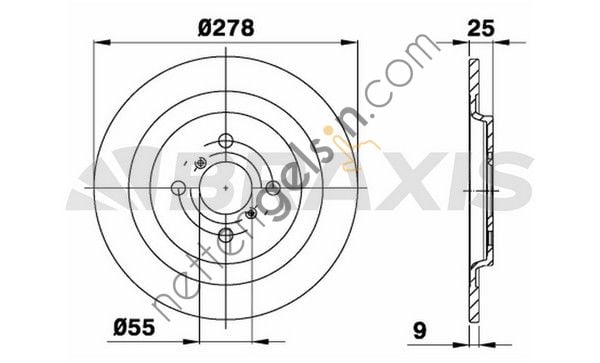 BRAXIS AE0120 ARKA FREN DISK AYNASI DUZ YARIS 06>13 278X4  TOYOTA BİNEK FREN DİSKİ