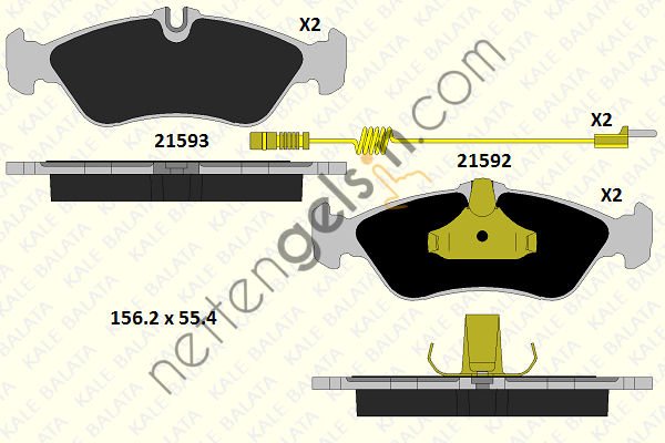 KALE B 21592 188 05KD20 FREN BALATASI ARKA SPRINTER 96>06 LT 28 35 46 96>  MERCEDES BİNEK FREN BALATASI