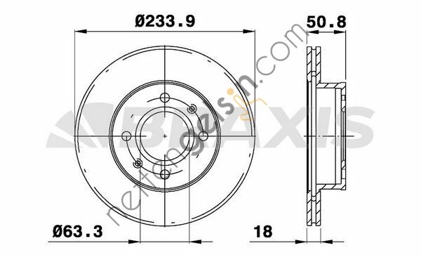 BRAXIS AE0125 ON FREN DISK AYNASI HYUNDAI AMICA ATOS 1.0I  HYUNDAI BİNEK FREN DİSKİ