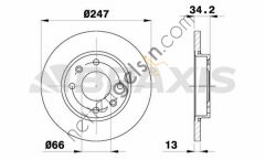 BRAXIS AE0133 ON FREN DISK AYNASI XSARA 1.4 TUD5 P206 P306 1.4 8V (HAVA SOGUTMASIZ)  PEUGEOT-CITROEN BİNEK FREN DİSKİ