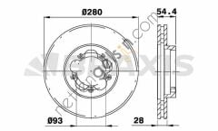 BRAXIS AE0141 ON FREN DISK AYNASI TRANSIT V347 06>14 O,CEKER - HAVA SOGUTMALI OLCU:(280 * 28)  FORD BİNEK FREN DİSKİ