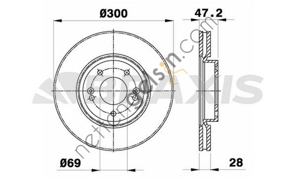 BRAXIS AE0152 ON FREN DISK AYNASI IX35 10> SONATA 05> TUCSON 08> RIO 11> 1.4 SPORTAGE 04> I40 11> 300MM  HYUNDAI BİNEK FREN DİSKİ