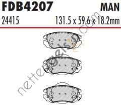 FERODO FDB4207 ON FREN BALATASI INSIGNIA 16 INCH JANT 1605185 (DELPHI LP2080 EŞDEĞERİ) OPEL BİNEK FREN BALATASI (ÖN)