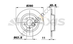 BRAXIS AE0162 ARKA FREN (AYNASI) DISKI FOCUS II CB4 04>11 C-MAX (DM2) 07>09 VOLVO V50 04>12 C30 06>12 C70 II 05>13 S40 II 04>12 17 JANT - 16 JANT DÜZ 280mm 5 BİJON  VOLVO BİNEK FREN DİSKİ