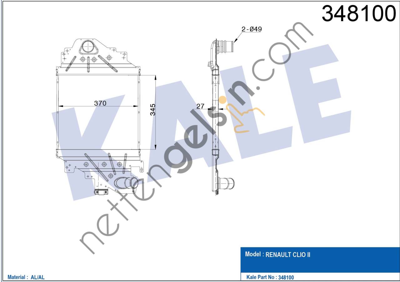 KALE 348100 TURBO RADYATORU CLIO II 1,5DCI  RENAULT BİNEK TURBO RADYATÖRÜ