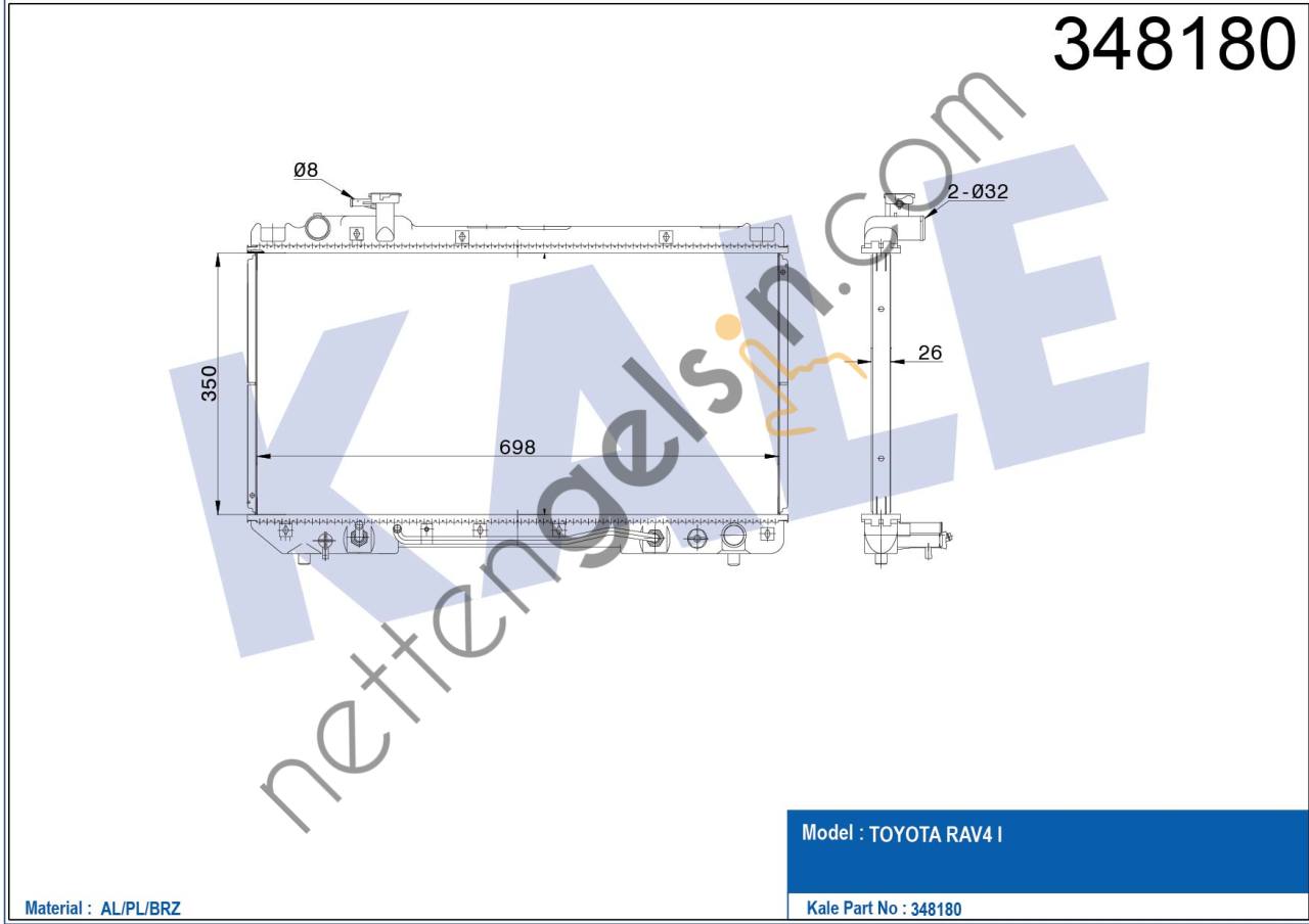 KALE 348180 MOTOR SU RADYATORU TOYOTA RAV4 1994 2000 OTOMATIK VITES  TOYOTA BİNEK MOTOR SU RADYATORU