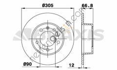 BRAXIS AE0174 ARKA FREN AYNASI (DISKI) RENAULT MASTER II OPEL MOVANO 01>10 1.9 DTI 2.2 DTI 2.5DCI 2.8 DCI  RENAULT BİNEK FREN DİSKİ
