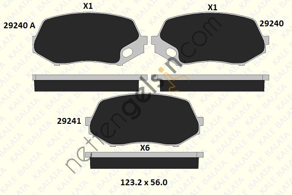 KALE B 29240 173 05 KD11 ON FREN BALATASI CANTER 3,0DT FUSO 3,9DT FUSO 4,9DT FUSO CANTER FE511 FE711 06>10  MITSUBISHI HAFİF TİCARİ FREN BALATASI