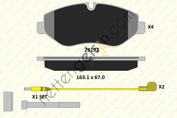KALE B 29192 209 44 KD11 FREN BALATASI ON VITO W639 07> VITO W447 14> CRAFTER 06> SPRINTER 06>  VW-AUDI-SEAT-SKODA BİNEK FREN BALATASI