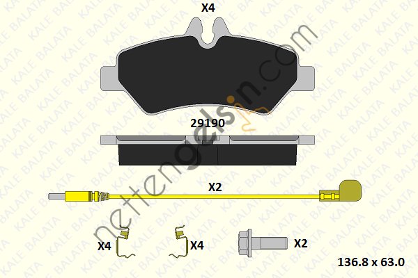 KALE B 29190 190 34 KD11 FREN BALATASI ARKA SPRINTER 906 06> CRAFTER 06>16  VW-AUDI-SEAT-SKODA BİNEK FREN BALATASI