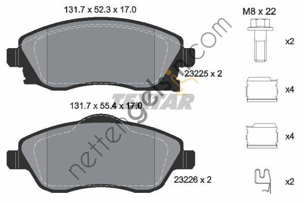 TEXTAR 2322501 FREN BALATASI OPEL CORSA C / COMBO C ÖN 1605081 OPEL