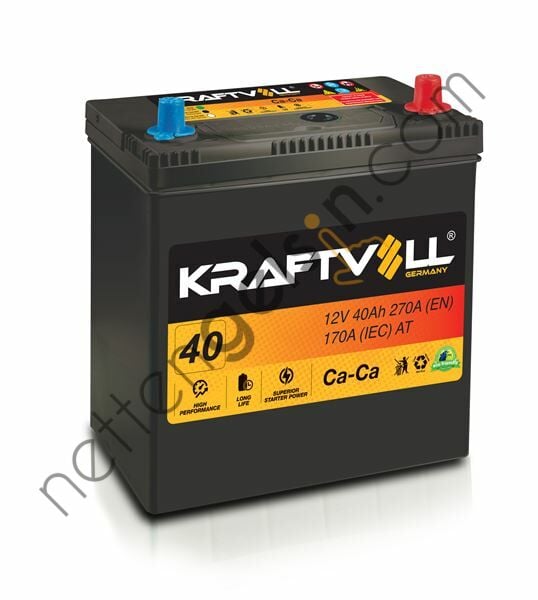 KRAFTVOLL 18010001 AKU 12V 40 AH NS40 (197×129×227) DAR TAM KAPALI INCE  AKÜ BİNEK AKÜ