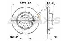 BRAXIS AE0237 ON FREN DISK AYNASI HAVALI TRANSPORTER T4 1.9D / TD 2.4D 2.5TDI 96>03  VW-AUDI-SEAT-SKODA BİNEK FREN DİSKİ