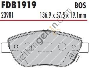 FERODO FDB1919 ON FREN BALATASI BUYUK TIP CORSA D 1.3 CDTI 06 > 1605227 (BOSCH 0986TB3141 EŞDEĞERİ) OPEL BİNEK FREN BALATASI (ÖN)