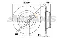 BRAXIS AE0248 ARKA FREN DISK AYNASI EXPERT TEPEE SCUDO III JUMPY III EXPERT III 1.6HDI 90 / 2.0HDI 120 / 2.0HDI 140 /  PEUGEOT-CITROEN BİNEK FREN DİSKİ