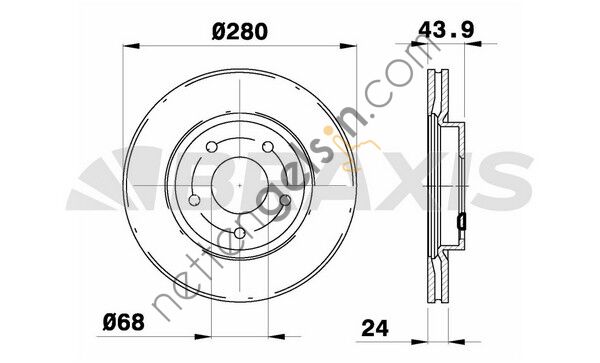 BRAXIS AE0260 ON FREN AYNASI HAVALI NISSAN JUKE 1.5 DCI 1.6 10-> PULSAR 14-> (280X5)  NISSAN BİNEK FREN DİSKİ