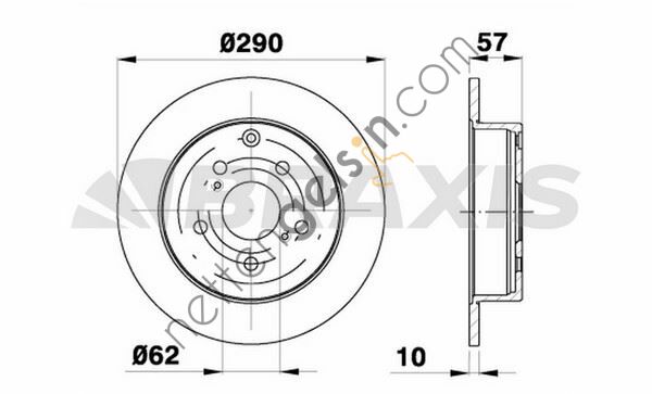 BRAXIS AE0275 ARKA FREN DISK AYNASI HAVALI COROLLA 1.6 1.8 2.0 VERSO D 4D 04>09 290X5  TOYOTA BİNEK FREN DİSKİ