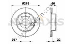 BRAXIS AE0285 FREN DISKI ON V-CLASS 638/2 97>03 VITO 638 97>03  MERCEDES BİNEK FREN DİSKİ