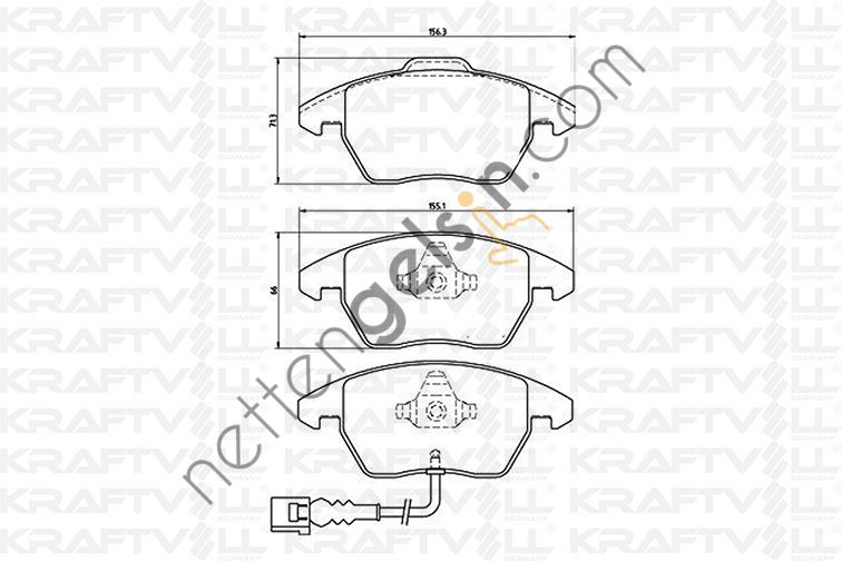 KRAFTVOLL 07010025 FREN BALATASI ON CADDY 03 > GOLF V A3 OCTAVIA TOURAN TOLEDO 04 > PASSAT JETTA 05 >  VW-AUDI-SEAT-SKODA BİNEK FREN BALATASI