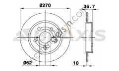 BRAXIS AE0293 ARKA FREN DISKI (AYNASI) DUZ TOYOTA AURIS 1.4 D4D 2007-2011 COROLLA 1.4 D4D 2007-2011 (270X5)  TOYOTA BİNEK FREN DİSKİ