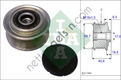 INA 535007910 ALTERNATOR GERGI KASNAGI STAREX 2003>H100 KAMYONET 2004>  HYUNDAI BİNEK ALTERNATÖR GERGİ RULMANI