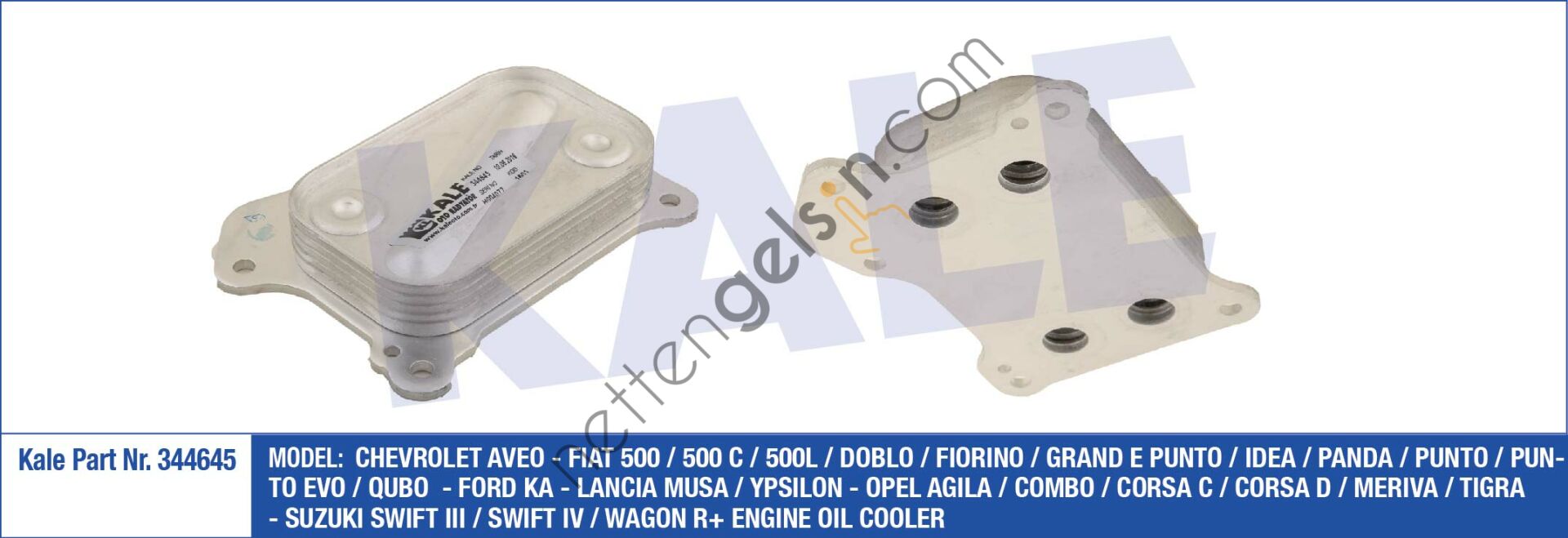 KALE 344645 YAG SOGUTUCU AVEO 500 500 C 500L DOBLO FIORINO GRANDE PUNTO IDEA PANDA PUNTO PUNTO EVO QUBO 1,3 (KUTUK)  FIAT BİNEK MOTOR YAĞ SOĞUTUCU
