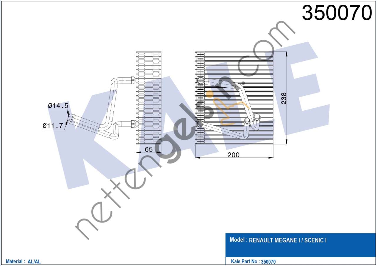 KALE 350070 EVAPORATOR MEGANE I SCENIC I  RENAULT BİNEK EVAPARATOR