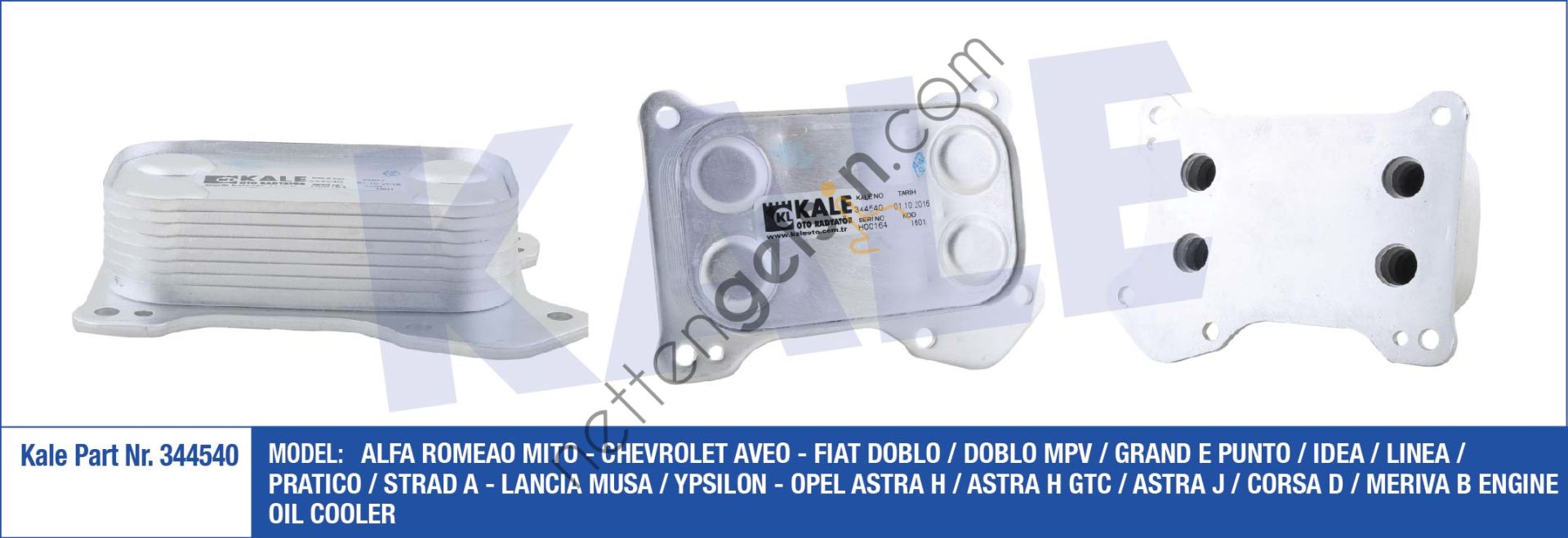 KALE 344540 MOTOR YAG SOGUTUCU CORSA D TIGRA B DOBLO ALBEA PALIO LINEA CORSA C 1,3JTD MULTIJET FIORINO 1,3JTD EURO4 (KUTUK)  FIAT BİNEK MOTOR YAĞ SOĞUTUCU