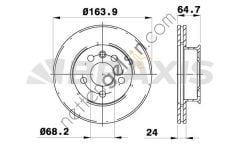 BRAXIS AE0315 ON FREN DISK AYNASI HAVALI TRANSPORTER T4 1.8 / 1.9D / TD / TDI / 2.0 / 2.4D / 2.5 / 2.5TDI / 2.8 90>96  VW-AUDI-SEAT-SKODA BİNEK FREN DİSKİ