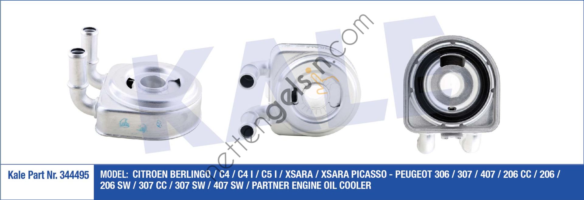 KALE 344495 MOTOR YAG SOGUTUCU PARTNER II BERLINGO II EXPERT JUMPY SCUDO DW8B (03 08) XSARA PICASSO C4 P307 206 GTI P406 YM EW10J4 (2,0 16V)  PEUGEOT-CITROEN BİNEK MOTOR YAĞ SOĞUTUCU