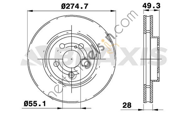 BRAXIS AE0323 ON FREN AYNASI HAVALI TOYOTA AVENSIS 00-02 CELICA 86-90 (275X5)  TOYOTA BİNEK FREN DİSKİ