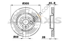 BRAXIS AE0325 ON FREN AYNASI (DISKI) DOBLO III FIAT 500 COMBO 1.3D / 1.4 / 1.6D (305MM 5 BIJON)  FIAT BİNEK FREN DİSKİ