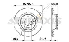 BRAXIS AE0328 ON FREN DISK AYNASI AUDI 80 CABRIOLET COUPE 1.6I  VW-AUDI-SEAT-SKODA BİNEK FREN DİSKİ