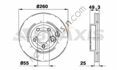 BRAXIS AE0331 ON FREN DISK (AYNASI) TOYOTA AVENSIS 97>02 (260X5)  TOYOTA BİNEK FREN DİSKİ